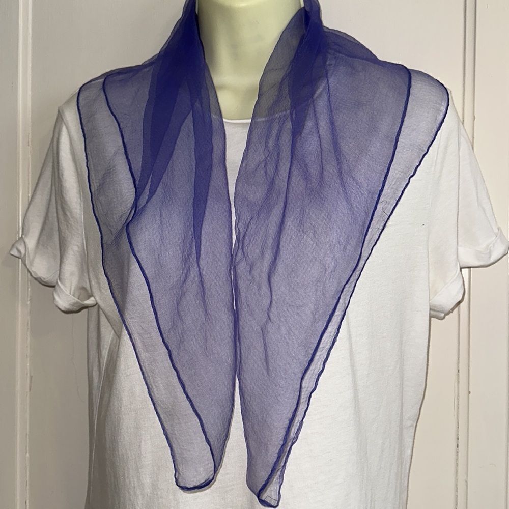 Vintage purple semi sheer chiffon square scarf‎